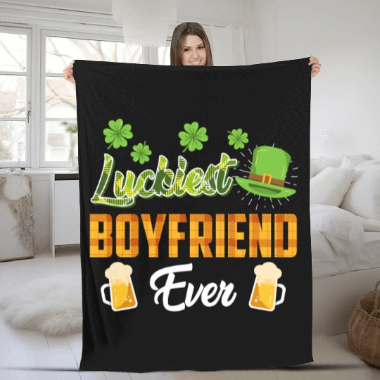 Luckiest Boyfriend Ever St. Patrick's Day Fleece Blankets