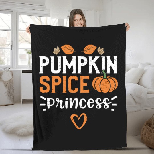 Pumpkin Spice Princess - Pumpkin Fleece Blankets