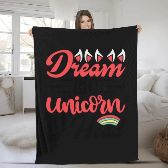 Dream Big Unicorn Head Fleece Blankets