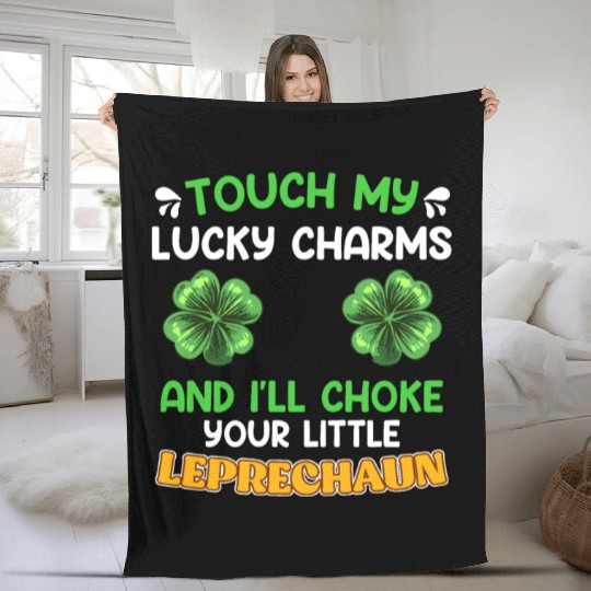 Funny St. Patrick's Day saying Lucky Charms Fleece Blankets