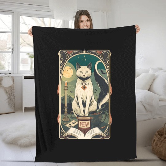 Cat Tarot Card Style Fleece Blankets