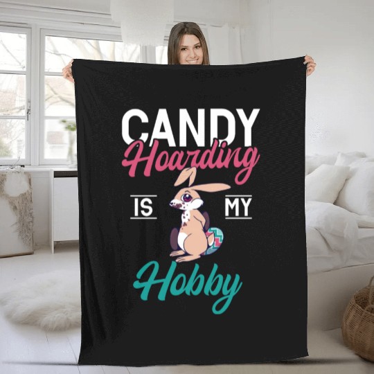 Happy Easter Motif Easter Eggs Funny Easter Bunny Fleece Blankets