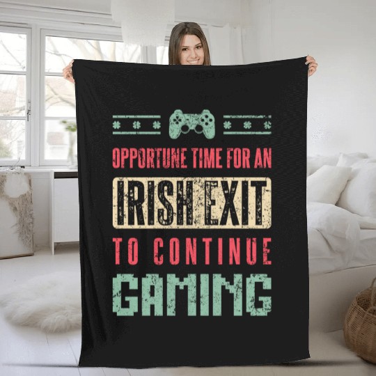 Irish Exit To Continue Gaming Gift Saint Patrick Fleece Blankets