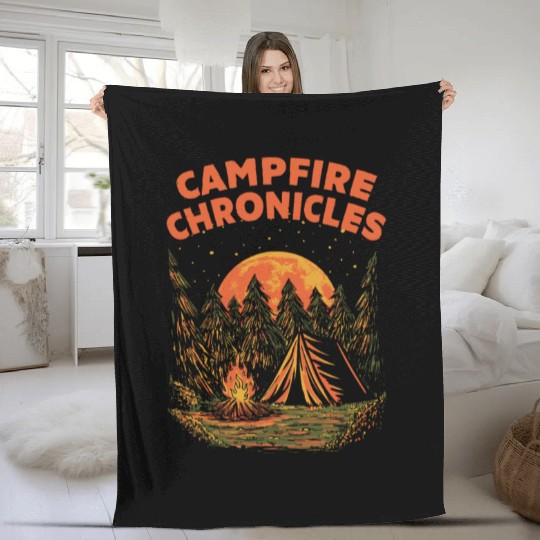 Campfire Chronicles Wildlife Camping Outdoor Campe Fleece Blankets