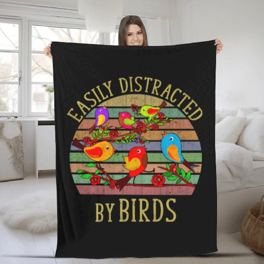 Easily Distracted By Birds 2 Fleece Blankets