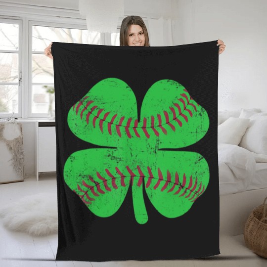 St Patricks Day Shamrock Baseball Saint Paddy's Fleece Blankets