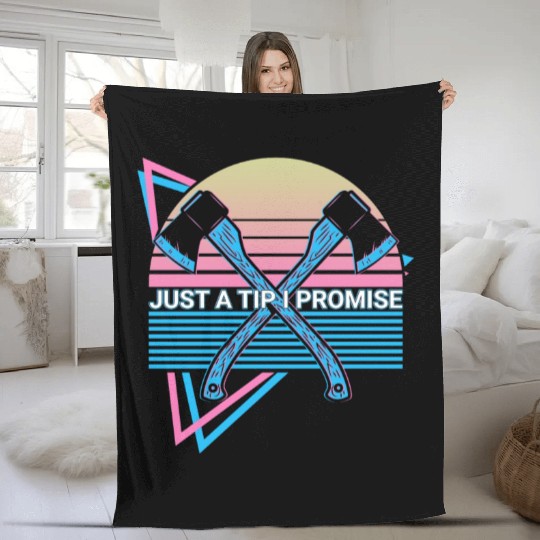 Funny Axe Throwing Ax Thrower Retro Fleece Blankets