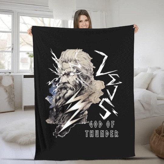 Zeus Greece God Of Thunder Lightning Mythology Gre Fleece Blankets