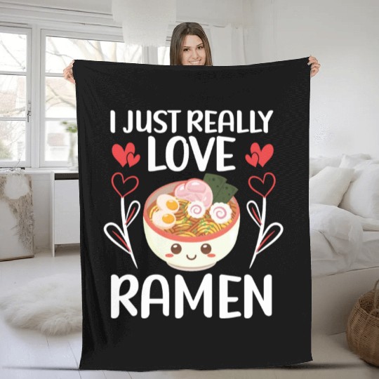 Ramen Noodle Soup Japanese Kawaii Gift Ramen Fleece Blankets