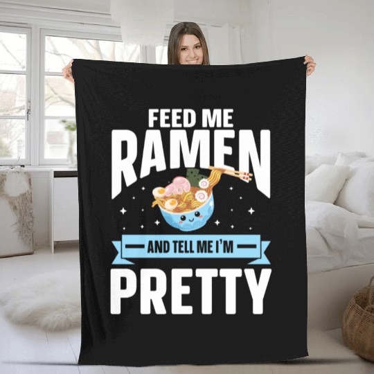 Ramen Noodle Soup Japanese Kawaii Gift Ramen Fleece Blankets