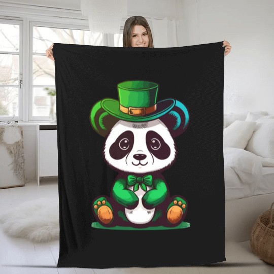 st patricks day - cute panda Fleece Blankets