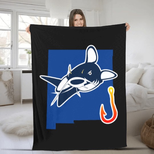 Catfishing Season New Mexico State Flag Fish Rod Fleece Blankets