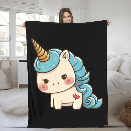 Cute colorful unicorn Fleece Blankets
