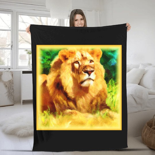 Lion King In The Forest. Buy Now Fleece Blankets