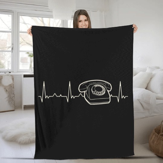 Phone Telephone Classic. Heart. Love. EKG. Pulse. Fleece Blankets