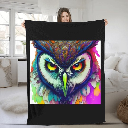 Graphic Novel Comic Book Art Style Owl Fleece Blankets