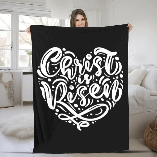 He Is Risen Religious Easter Fleece Blankets