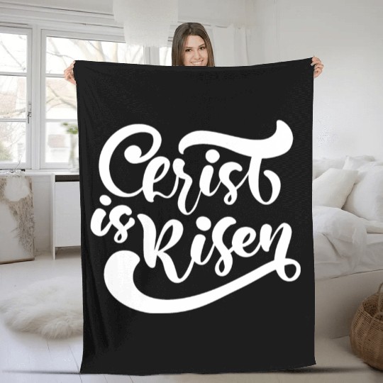 He Is Risen Religious Easter Fleece Blankets