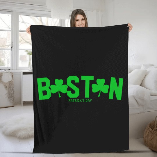 BOSTON SHAMROCK Fleece Blankets