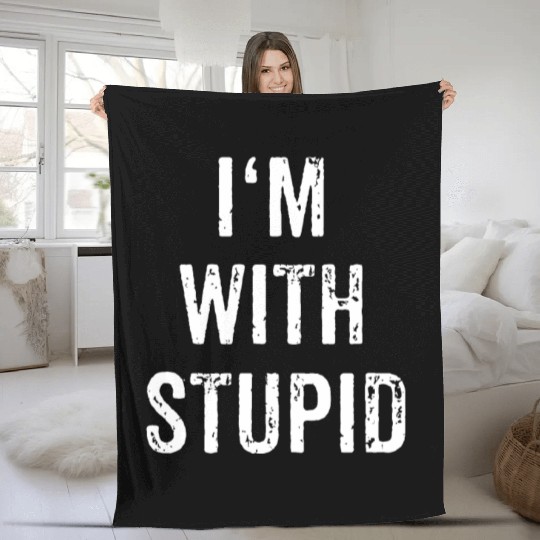 I'm With Stupid Couple Best Friend Part 1 Matching Fleece Blankets