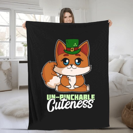 Un Pinchable Cuteness St Patrick Day Fox Fleece Blankets