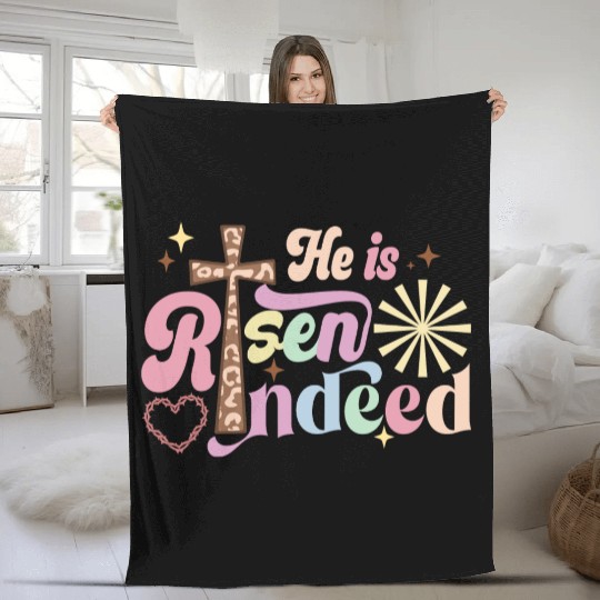 He is risen indeed Fleece Blankets