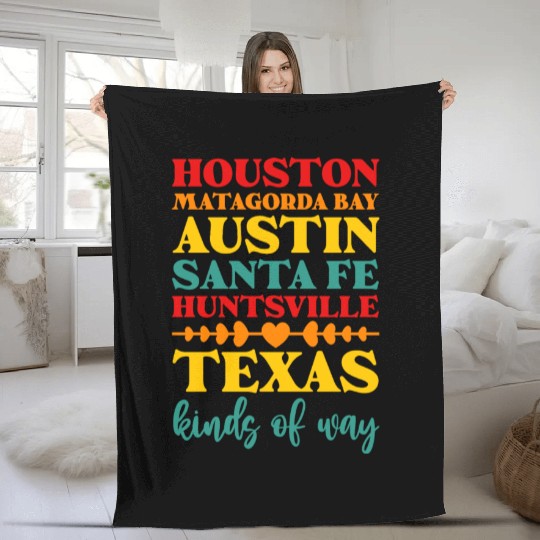 Houston Matagorda Bay Austin Santa Fe Huntsville Fleece Blankets