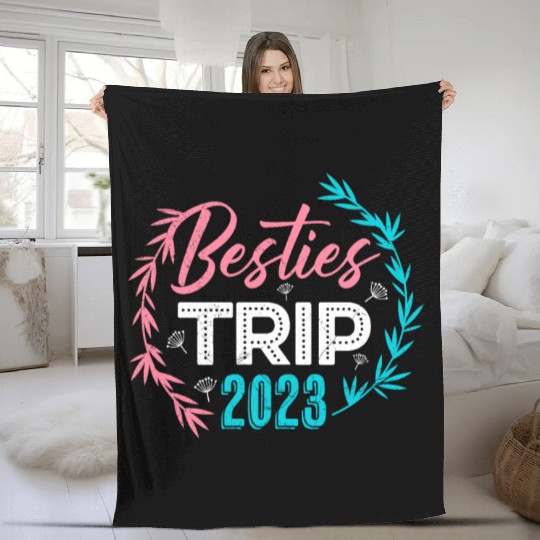 Besties Trip 2023 Summer Vacation Spring Break Fleece Blankets