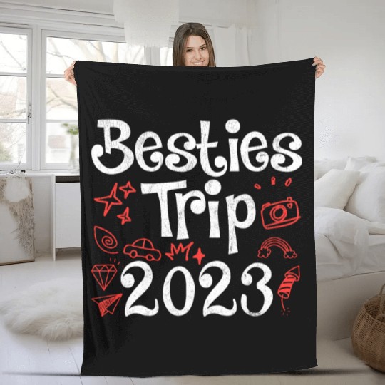 Besties Trip 2023 Summer Vacation Spring Break Fleece Blankets
