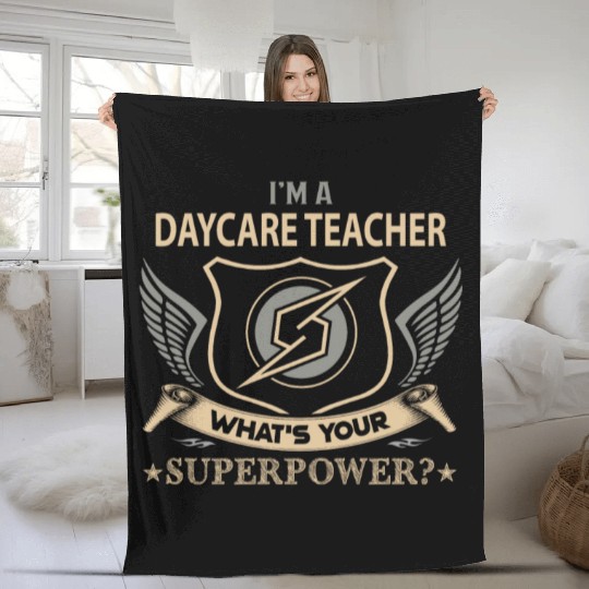 Daycare Teacher Fleece Blankets - Superpower Job Gift Item