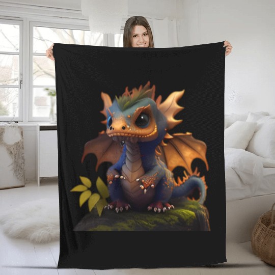 cute dragon Fleece Blankets