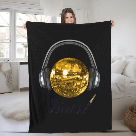 Gold Disco Ball Music Headphones Fleece Blankets