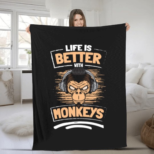 Ape Chimpanzee Colorful Children Fleece Blankets