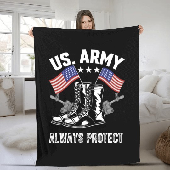 Us army always protect Fleece Blankets