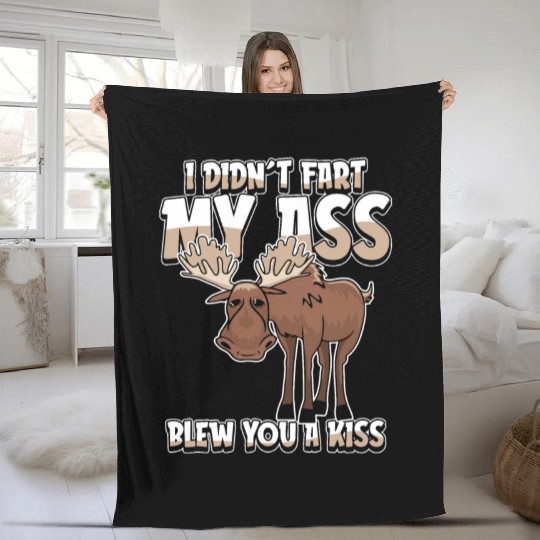 Moose Elk Funny Fleece Blankets
