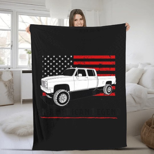Lifted Square body truck American muscle Fleece Blankets 4x4