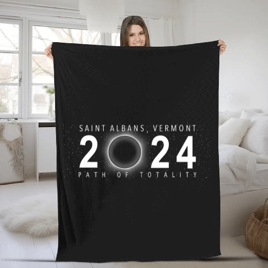Solar Eclipse Saint Albans Vermont April 8 2024 Fleece Blankets