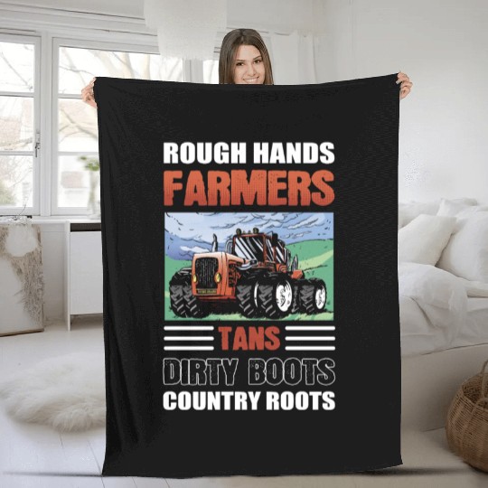 Rough Hands Farmers Tans Dirty Boots Country Fleece Blankets