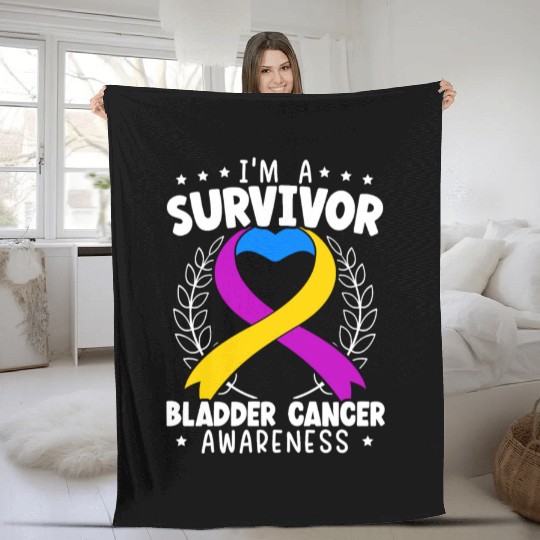 Bladder Cancer Survivor Bladder Cancer Awareness Fleece Blankets