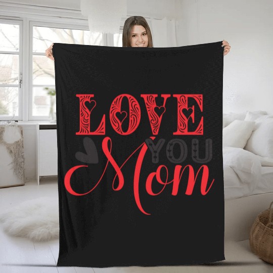 i love you mom احبك امي Best gift for mom Fleece Blankets