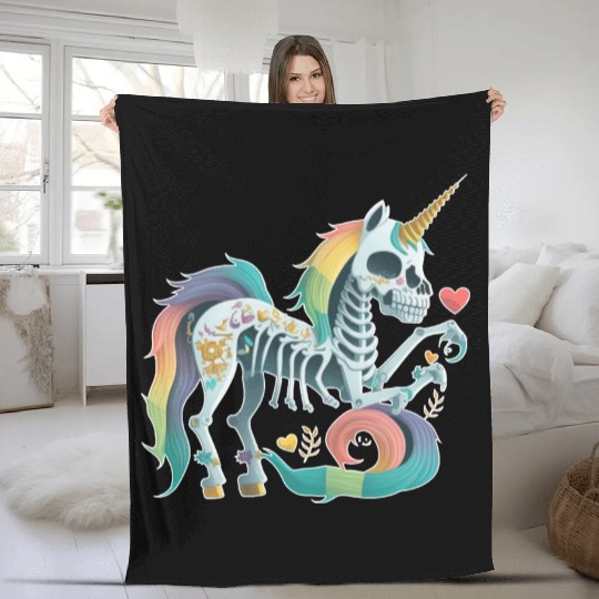 Unicorn Skeleton Fleece Blankets