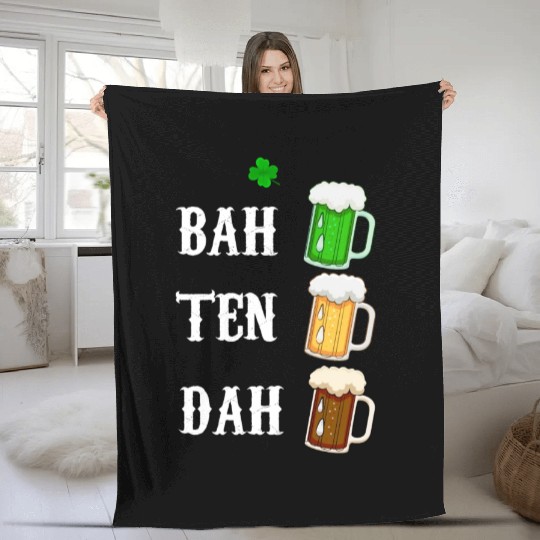 BAH TEN DAH Funny St Patrick's Day Beer Bartender Fleece Blankets