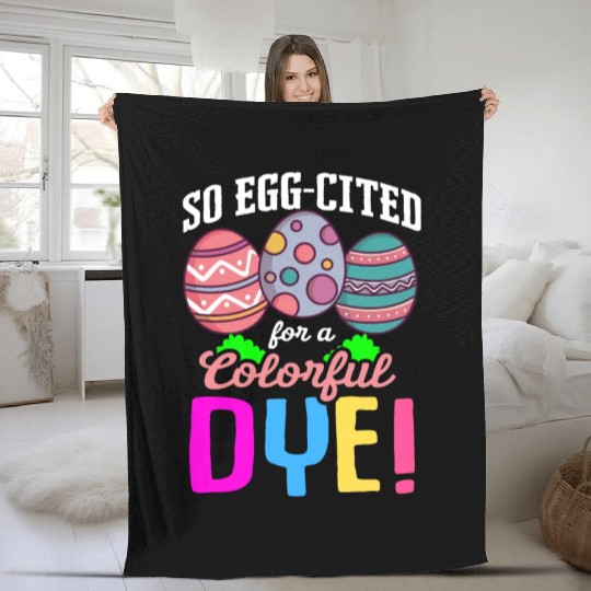 Easter Colorful Egg Dye Rabbit Egg Hunt Fleece Blankets