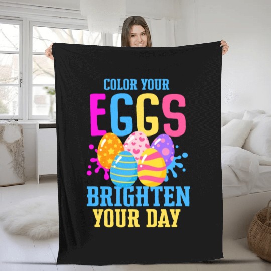 Easter Colorful Egg Dye Rabbit Egg Hunt Fleece Blankets