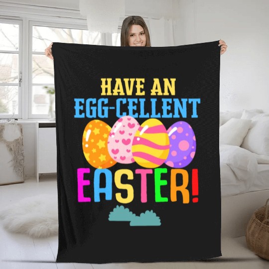 Easter Colorful Egg Dye Rabbit Egg Hunt Fleece Blankets