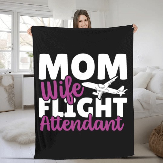 Mom Wife Flight Attendant Aviation Fleece Blankets