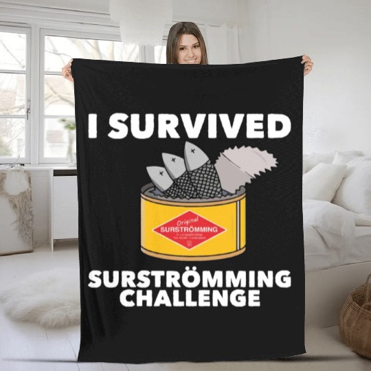 I Survived Surstromming Swedish Food Surstrommings Fleece Blankets