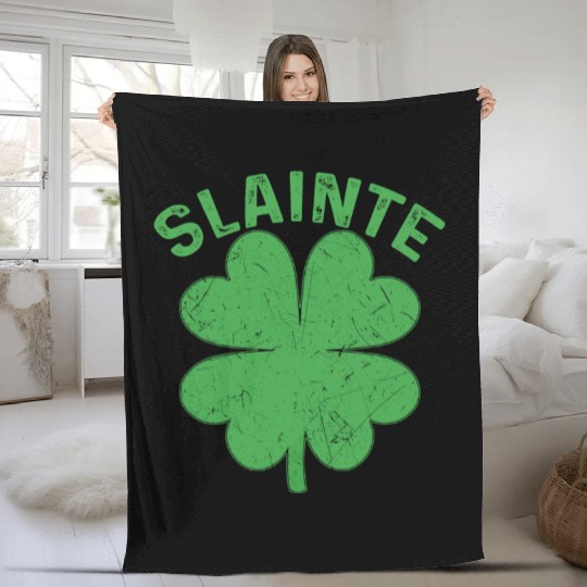 Slainte Beer Drinking Irish St Patricks Day Fleece Blankets