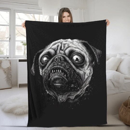 Zombie pug Fleece Blankets
