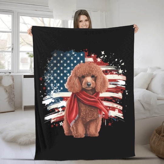 America USA Flag 4th Of July American Dog Lover Fleece Blankets